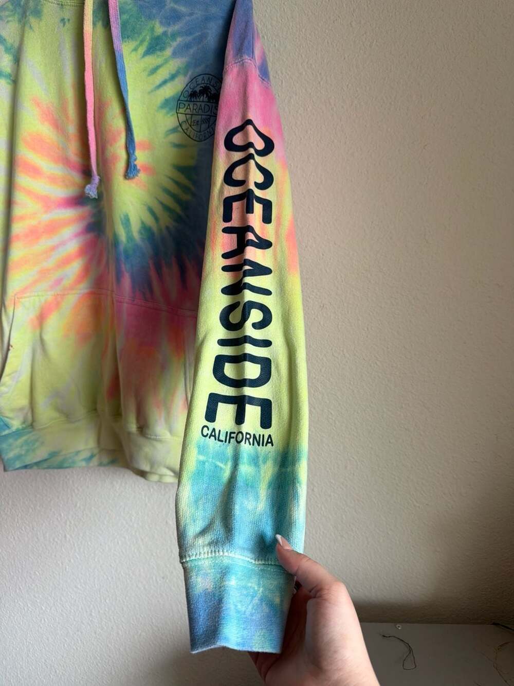 ESY Surf Co. Oceanside Paradise California Tie-Dye Hoodie Size L - Picture 2 of 8